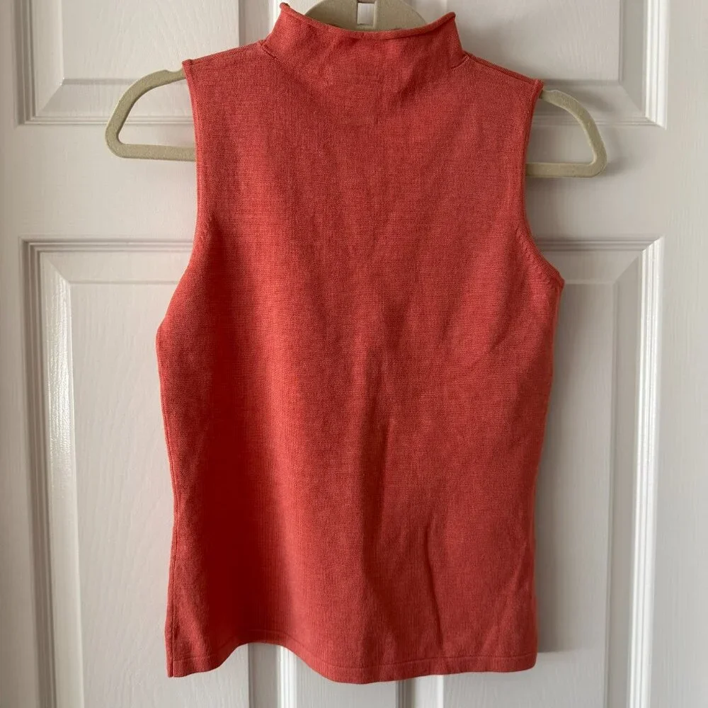 Alfani Merino Wool Sleeveless Mock Neck Sweater Size Small Coral - Picture 2 of 4
